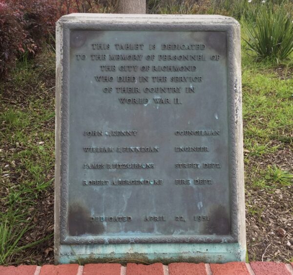 CITY OF RICHMOND PERSONNEL WHO DIED IN WORLD WAR II MEMORIAL