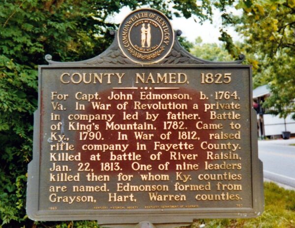 COUNTY NAMED, 1825 WAR MEMORIAL MARKER