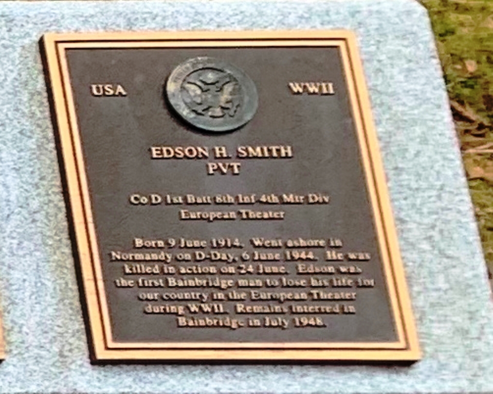 EDSON H. SMITH WAR MEMORIAL PLAQUE