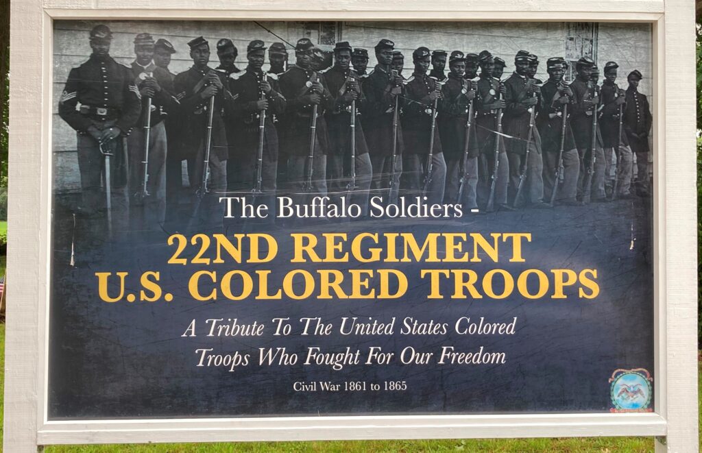 THE BUFFALO SOLDIERS-22ND REGIMENT U.S. COLORED TROOPS MEMORIAL MARKER FRONT