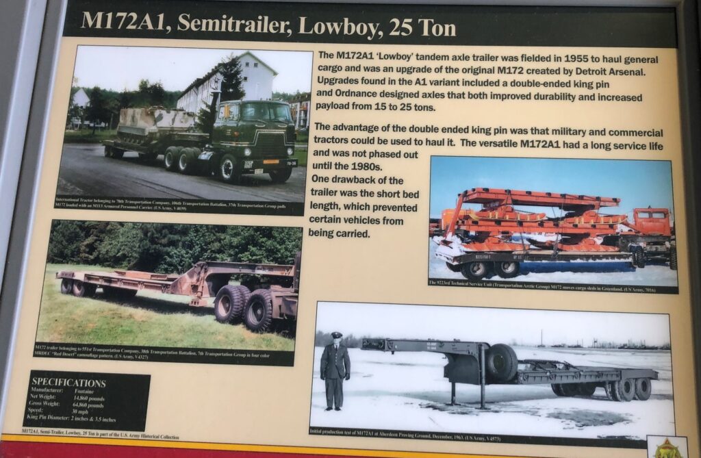 M172A1, SEMITRAILER, LOWBOY, 25 TON MEMORIAL PANEL