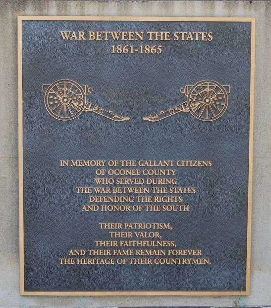 OCONEE COUNTY WAR BETWEEN THE STATES MEMORIAL PLAQUE
