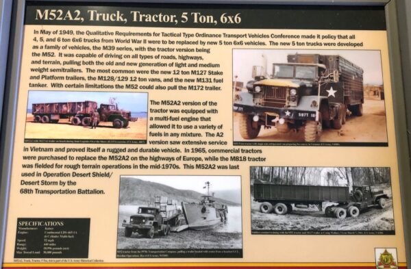 M52A2, TRUCK, TRACTOR, 5 TON, 6X6 MEMORIAL PANEL