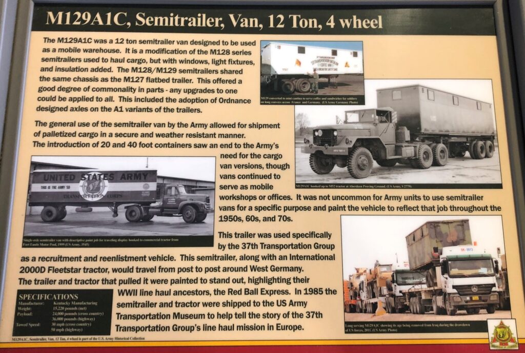 M129A1C, SEMITRAILER, VAN, 12 TON, 4 WHEEL MEMORIAL PANEL