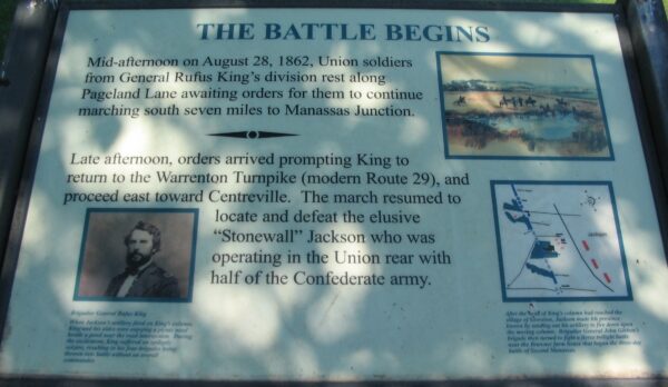 THE BATTLE BEGINS WAR MEMORIAL PANEL MANASSAS