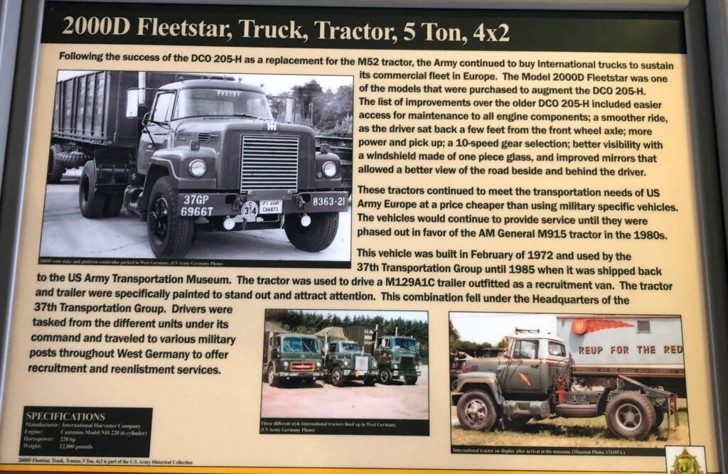 2000D FLEETSTAR, TRUCK, TRACTOR, 5 TON, 4X2 MEMORIAL PANEL