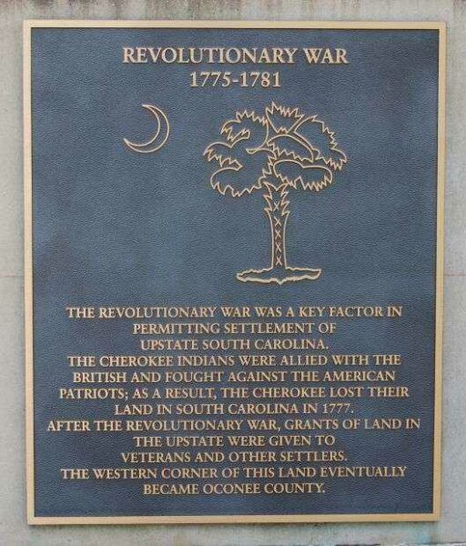 OCONEE COUNTY REVOLUTIONARY WAR MEMORIAL PLAQUE