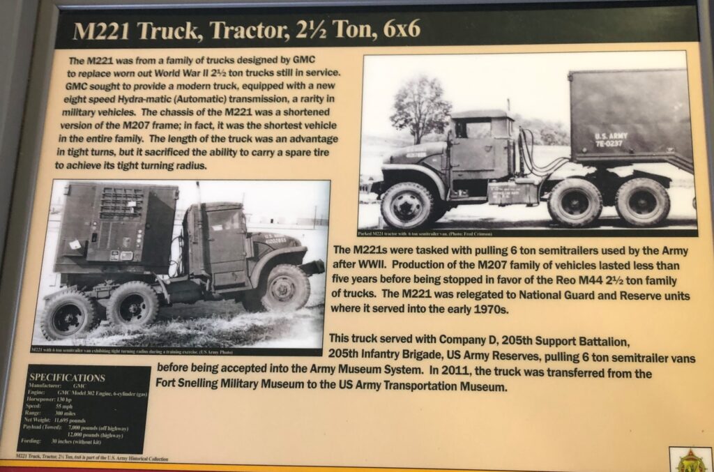 M221 TRUCK, TRACTOR, 21/2 TON 6X6 MEMORIAL PANEL