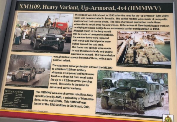 XM1109, HEAVY VARIANT, UP-ARMORED, 4X4 (HMMWV) MEMORIAL PANEL
