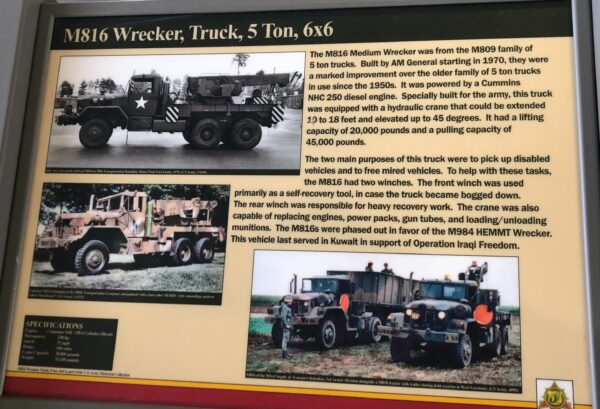 M816 WRECKER, TRUCK, 5 TON 6X6 MEMORIAL PANEL