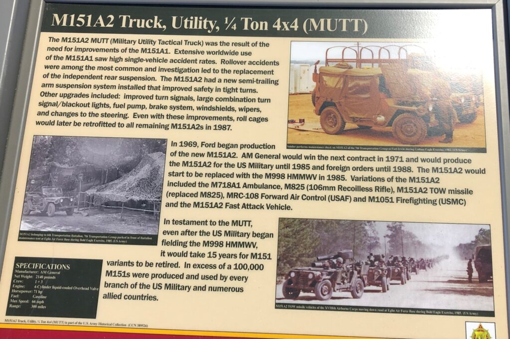 M151A2 TRUCK, UTILITY 1/4 TON 4X4 (MUTT) MEMORIAL PANEL
