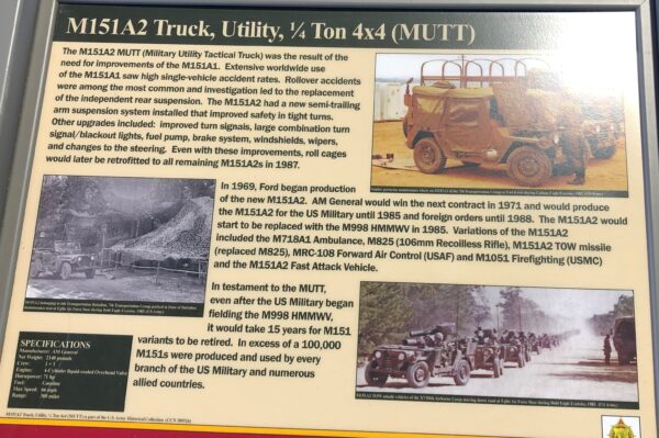 M151A2 TRUCK, UTILITY 1/4 TON 4X4 (MUTT) MEMORIAL PANEL