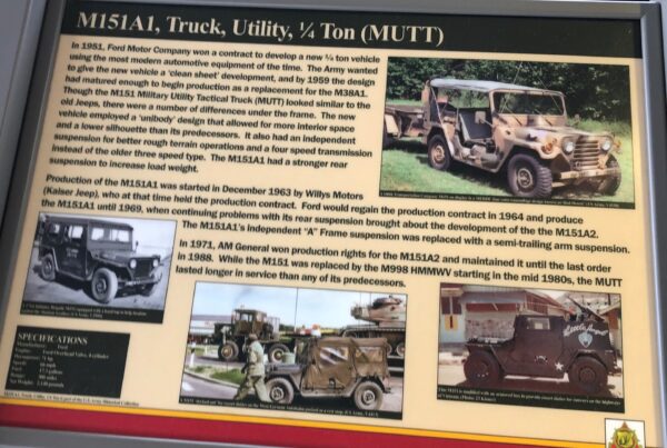 M151A1, TRUCK. UTILITY, 1/4 TON (MUTT) MEMORIAL PANEL