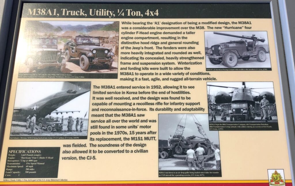 M38A1, TRUCK, UTILITY, 1/4 TON, 4X4 MEMORIAL PANEL