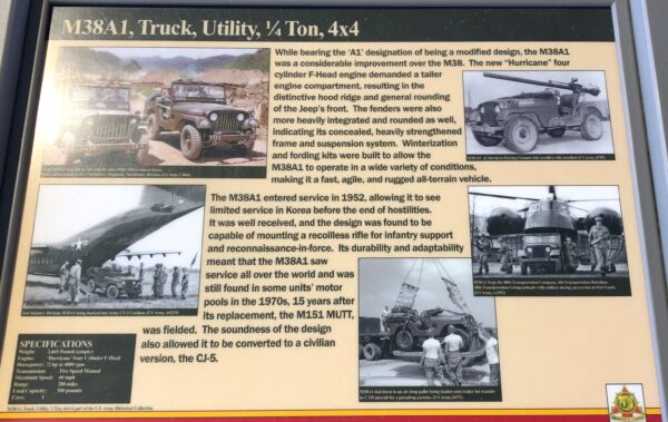 M38A1, TRUCK, UTILITY, 1/4 TON, 4X4 MEMORIAL PANEL