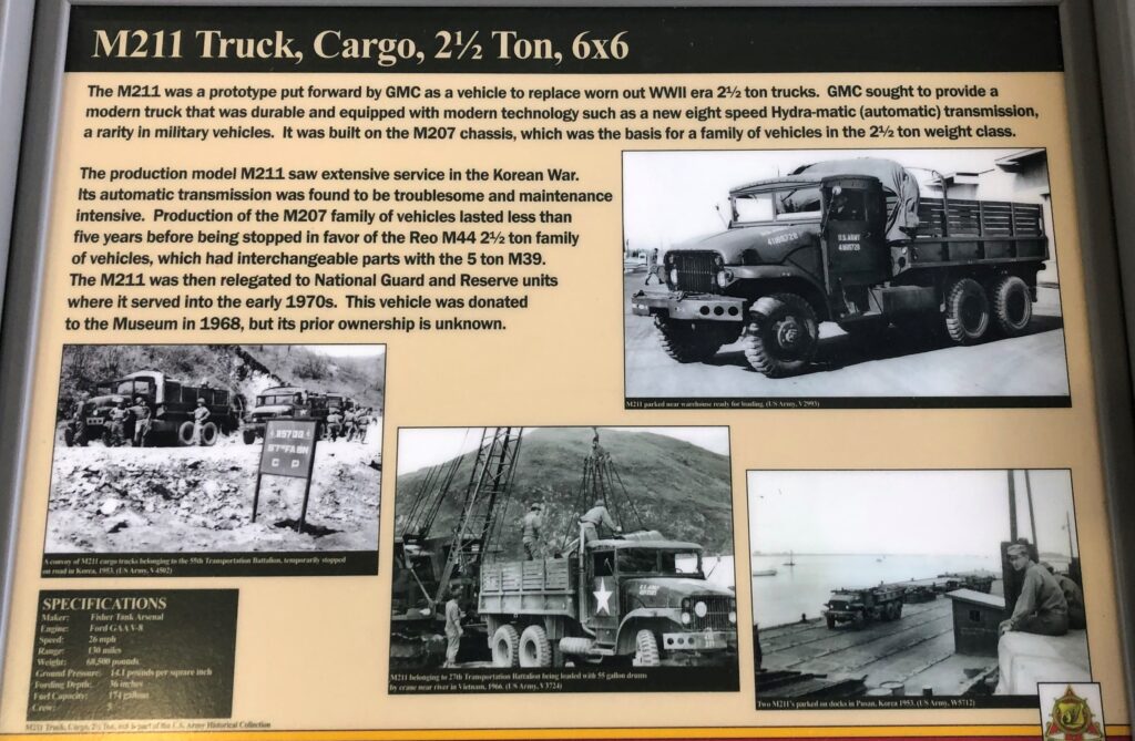 M211 TRUCK, CARGO, 21/2 TON, 6X6 MEMORIAL PANEL