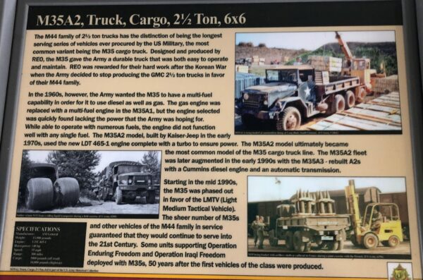 M35A2, TRUCK, CARGO, 21/2 TON, 6X6 MEMORIAL PANEL