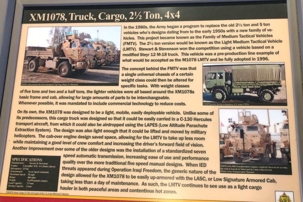 XM1078, TRUCK, CARGO, 21/2 TON, 4X4 MEMORIAL PANEL