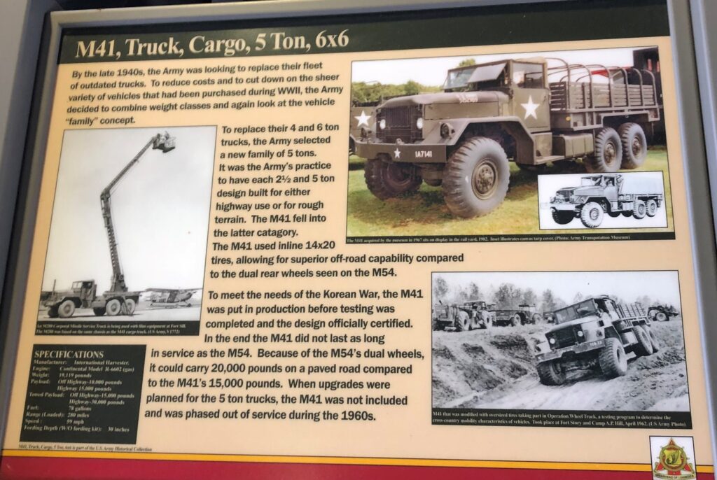 M41, TRUCK, CARGO, 5 TON, 6X6 MEMORIAL PLAQUE