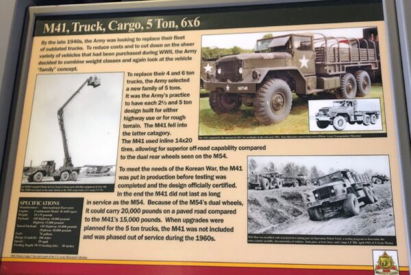 M41, TRUCK, CARGO, 5 TON, 6X6 MEMORIAL PLAQUE