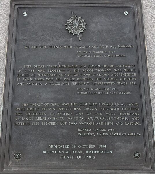 RATIFICATION TREATY OF PARIS MEMORIAL PLAQUE