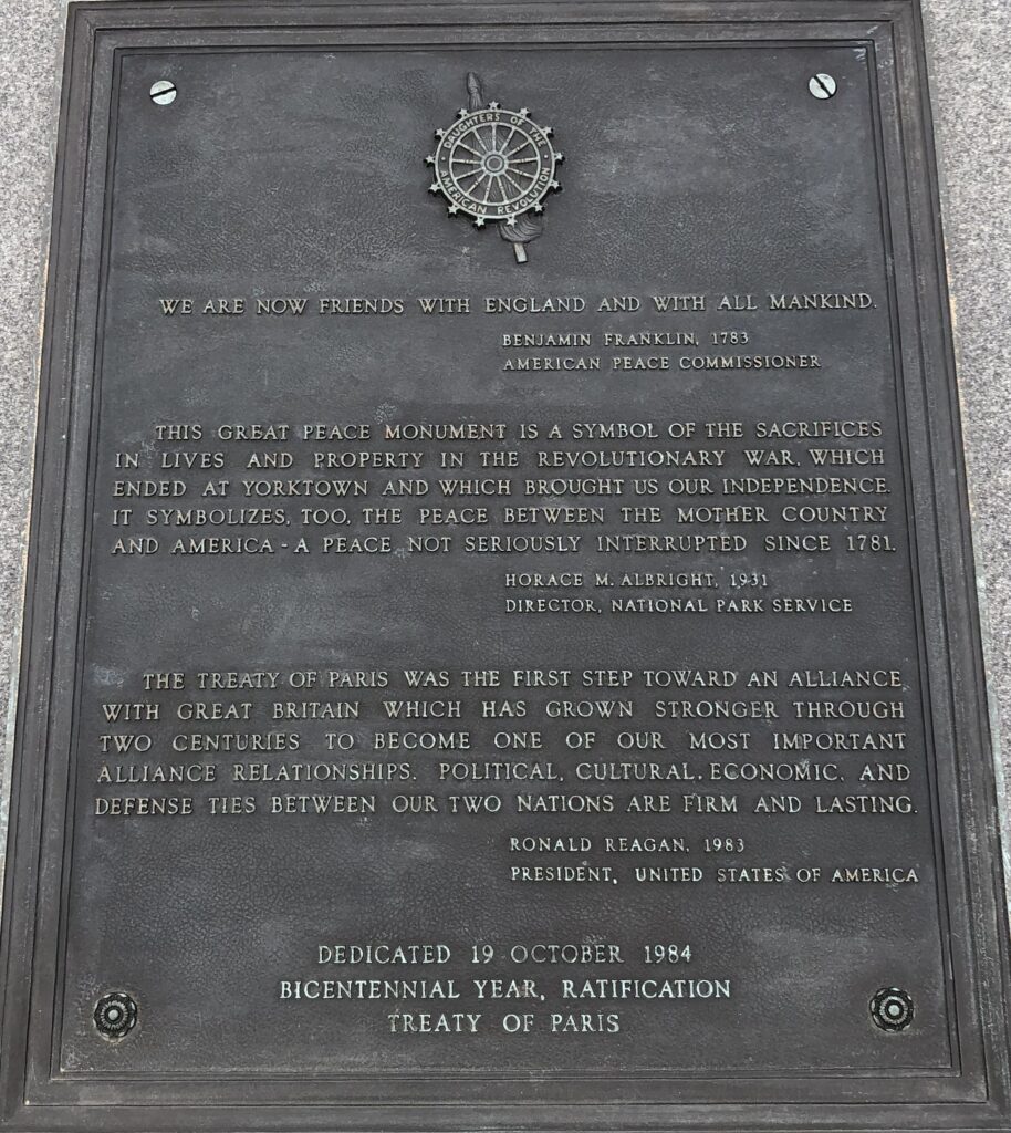 RATIFICATION TREATY OF PARIS MEMORIAL PLAQUE