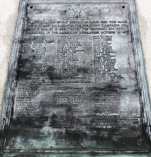 YORKTOWN CAMPAIGN SUPREME SACRIFICE REVOLUTIONARY WAR MEMORIAL PLAQUE