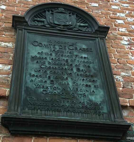 COMTE DE GRASSE REVOLUTIONARY WAR MEMORIAL PLAQUE