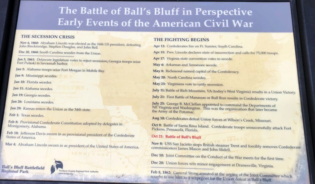 THE BATTLE OF BALL’S BLUFF IN PERSPECTIVE MEMORIAL PANEL