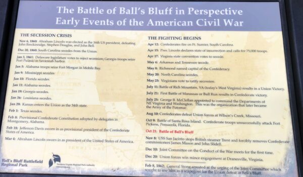 THE BATTLE OF BALL’S BLUFF IN PERSPECTIVE MEMORIAL PANEL