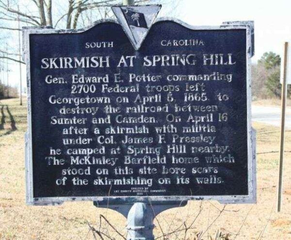 SKIRMISH AT SPRING HILL WAR MEMORIAL MARKER