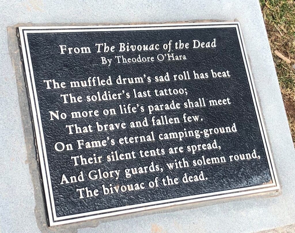 BALL’S BLUFF NATIONAL CEMETERY THE BIVOUAC OF THE DEAD MEMORIAL PLAQUE