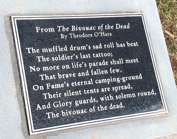 BALL’S BLUFF NATIONAL CEMETERY THE BIVOUAC OF THE DEAD MEMORIAL PLAQUE