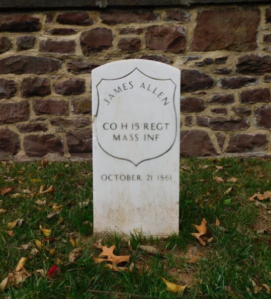 JAMES ALLEN CO H 15 REGT MASS INF MEMORIAL CEMETERY STONE