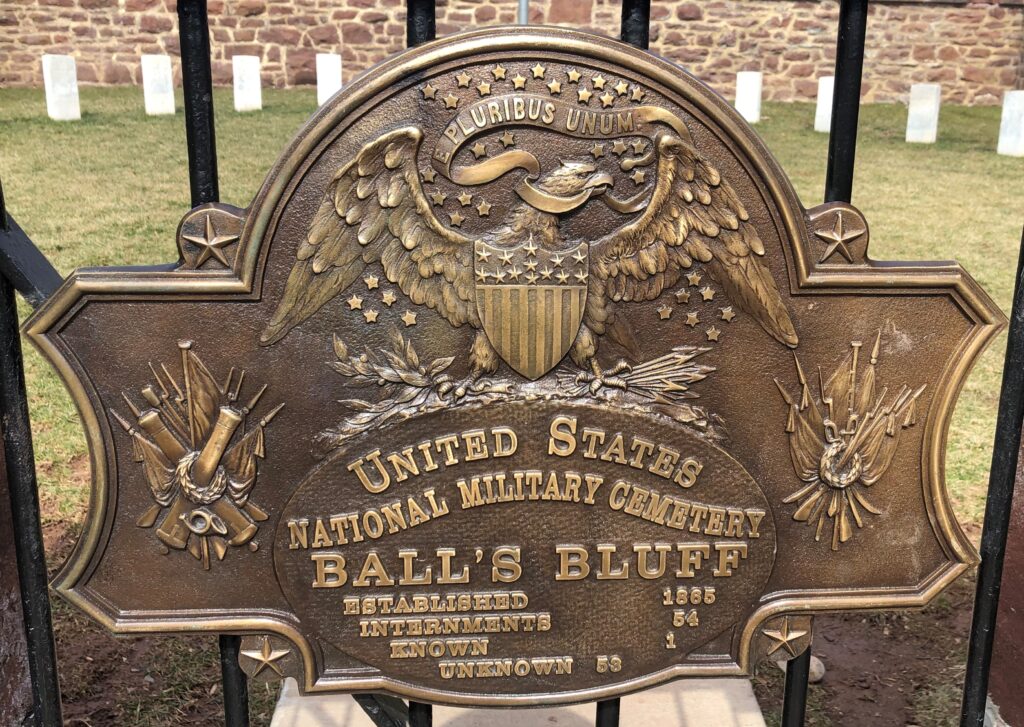 UNITED STATES NATIONAL MILITARY CEMETERY BALL’S BLUFF MEMORIAL PLAQUE