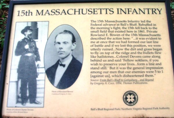 15TH MASSACHUSETTS INFANTRY WAR MEMORIAL PLAQUE