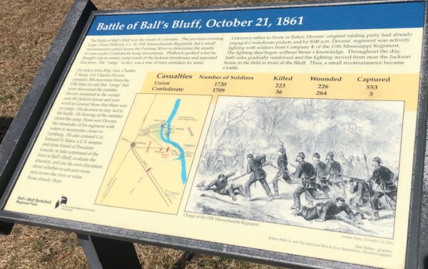 BATTLE OF BALL’S BLUFF, OCTOBER 21, 1861 MEMORIAL PANEL