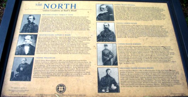 THE NORTH UNION LEADERS AT BALL;S BLUFF MEMORIAL PLAQUE