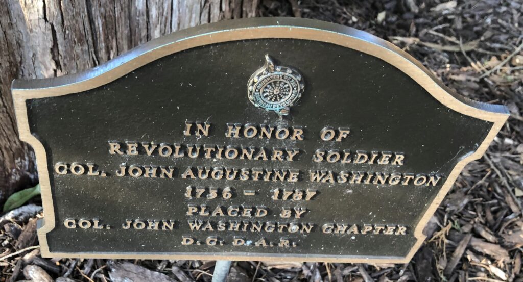 REVOLUTIONARY SOLDIER COL. JOHN AUGUSTINE WASHINGTON WAR MEMORIAL PLAQUE