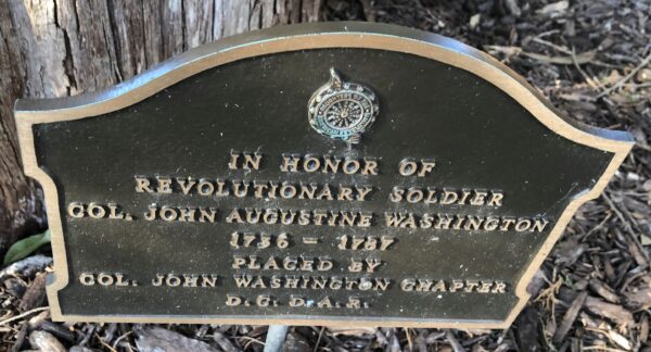 REVOLUTIONARY SOLDIER COL. JOHN AUGUSTINE WASHINGTON WAR MEMORIAL PLAQUE