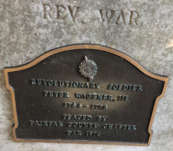 REVOLUTIONARY SOLDIER PETER WAGENER, III WAR MEMORIAL PLAQUE