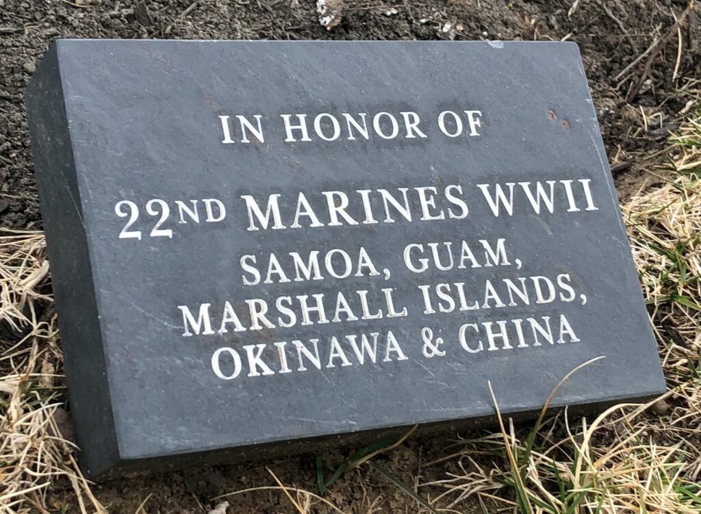 22ND MARINES WWII MEMORIAL TABLET