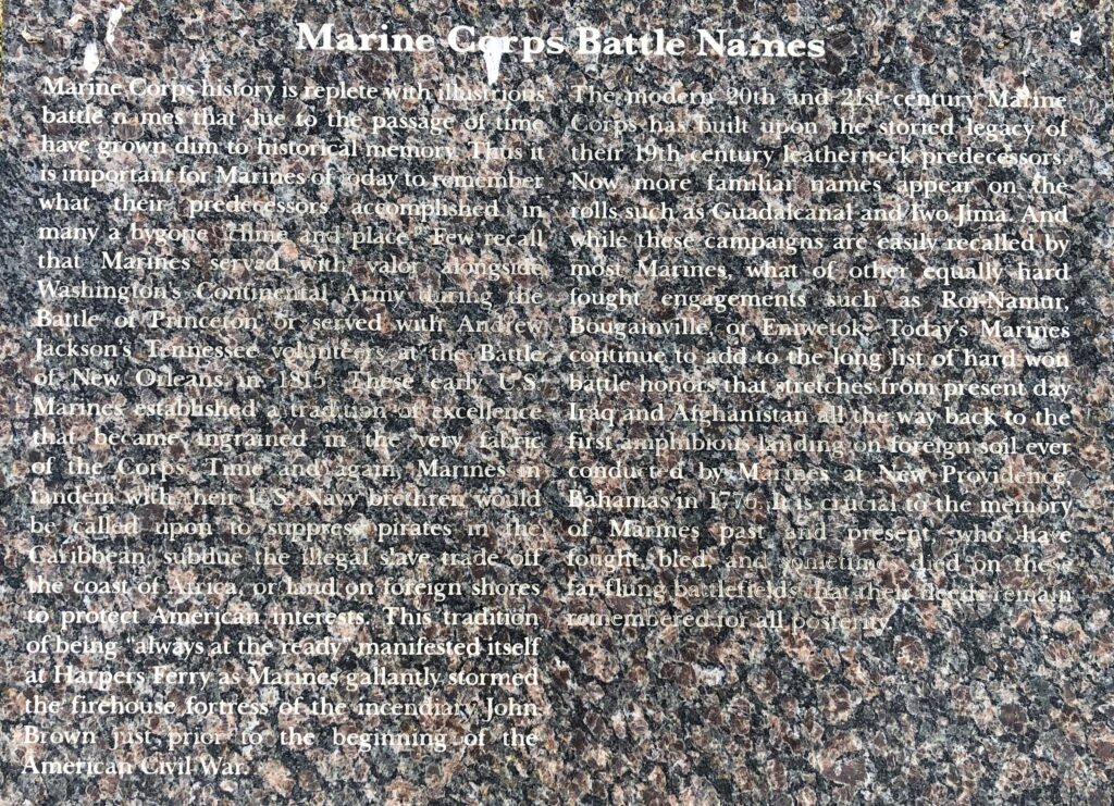 MARINE CORP BATTLE NAMES WAR MEMORIAL TABLET