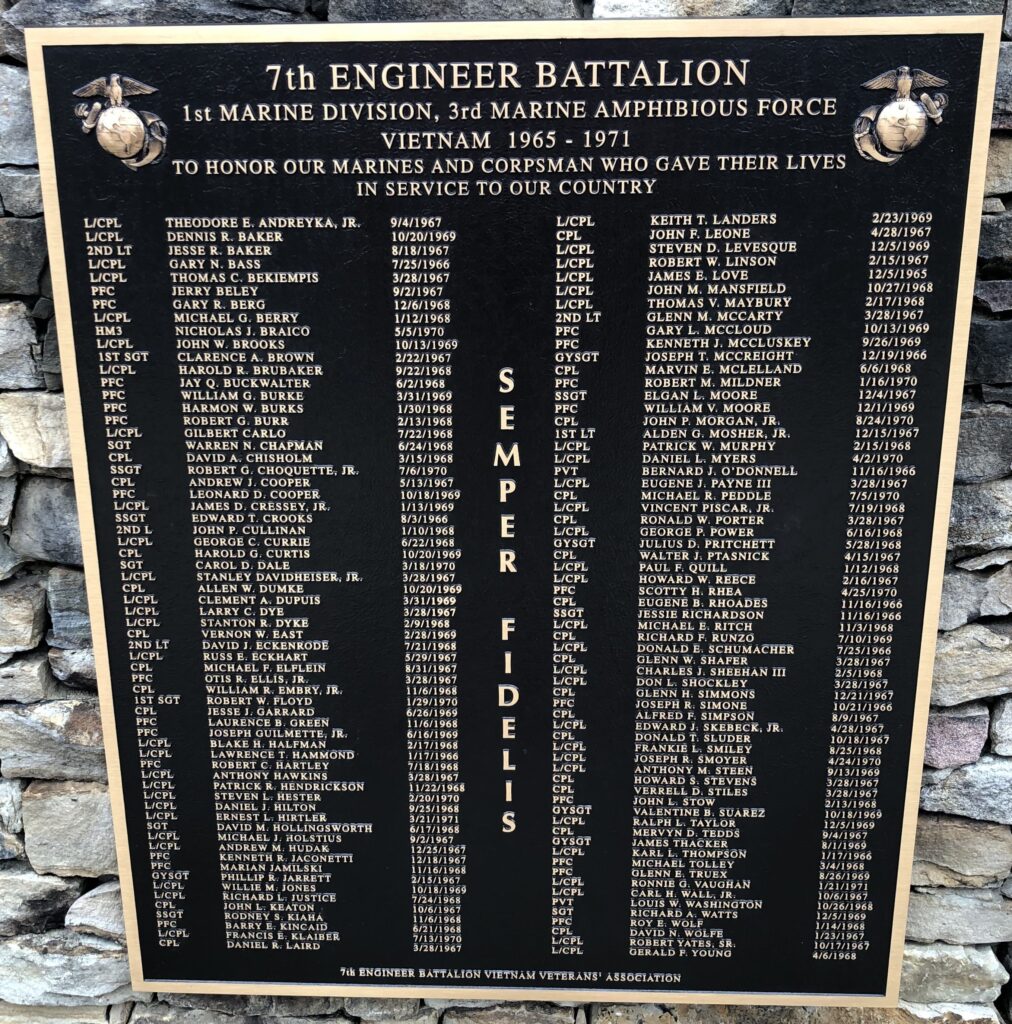 7TH ENGINEER BATTALION WAR MEMORIAL PLAQUE