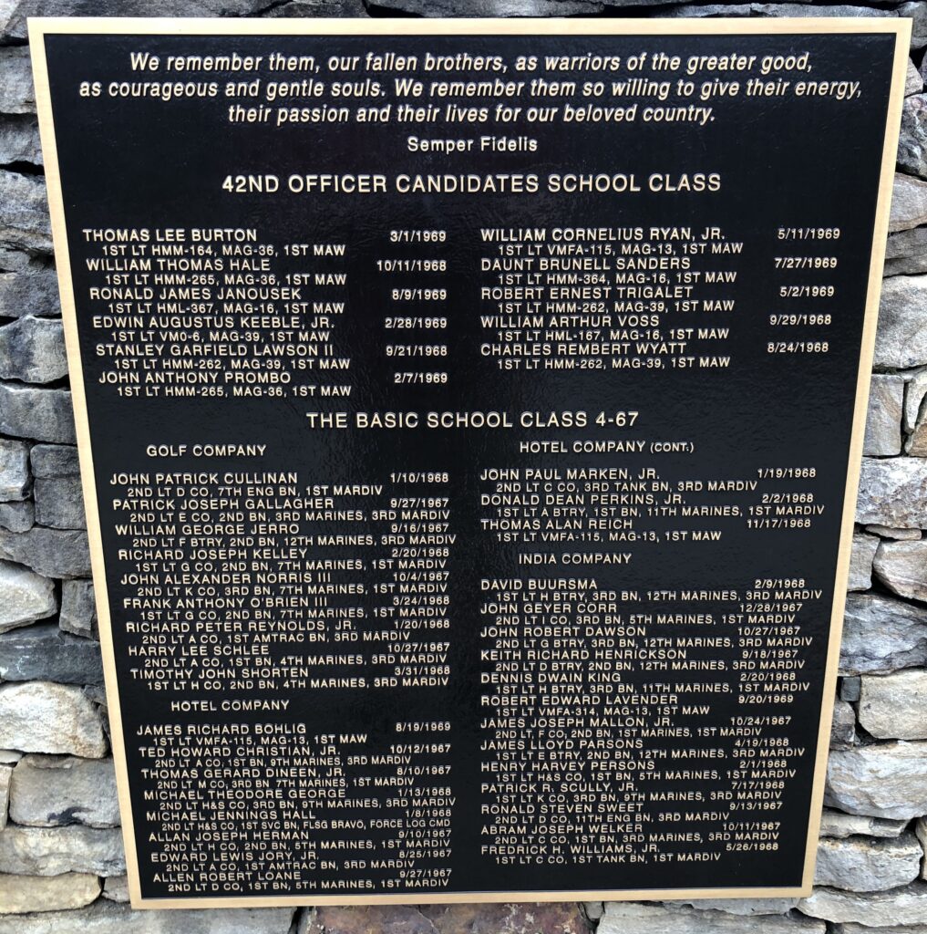42ND OFFICER CANDIDATES SCHOOL CLASS WAR MEMORIAL PLAQUE