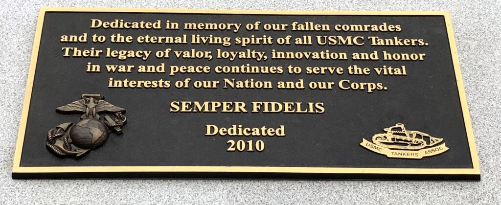 THE TANK INFANTRY TEAM WAR MEMORIAL PLAQUE