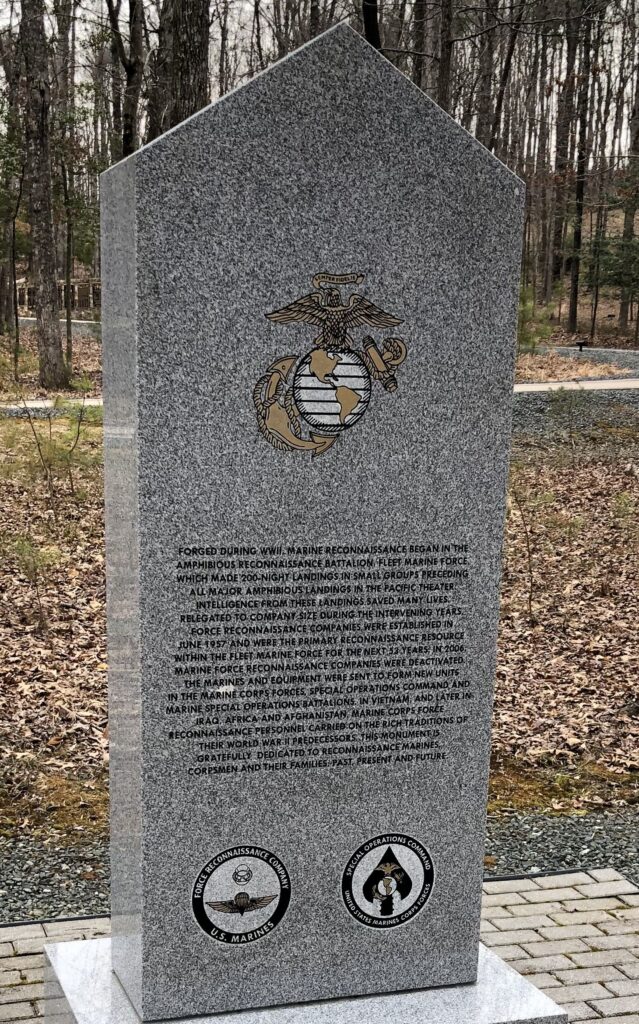 DEDICATED TO FORCE RECONAISSANCE AND SPECIAL OPERATIONS MEMORIAL BACK