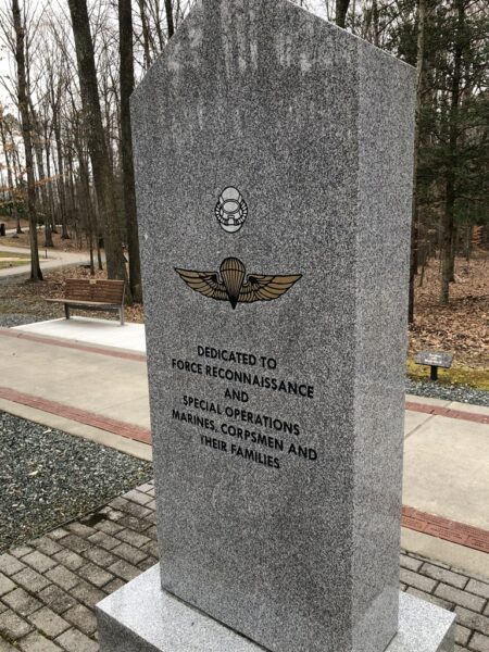 DEDICATED TO FORCE RECONAISSANCE AND SPECIAL OPERATIONS MEMORIAL FRONT
