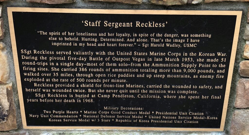 STAFF SERGEANT RECKLESS’ WAR MEMORIAL PLAQUE