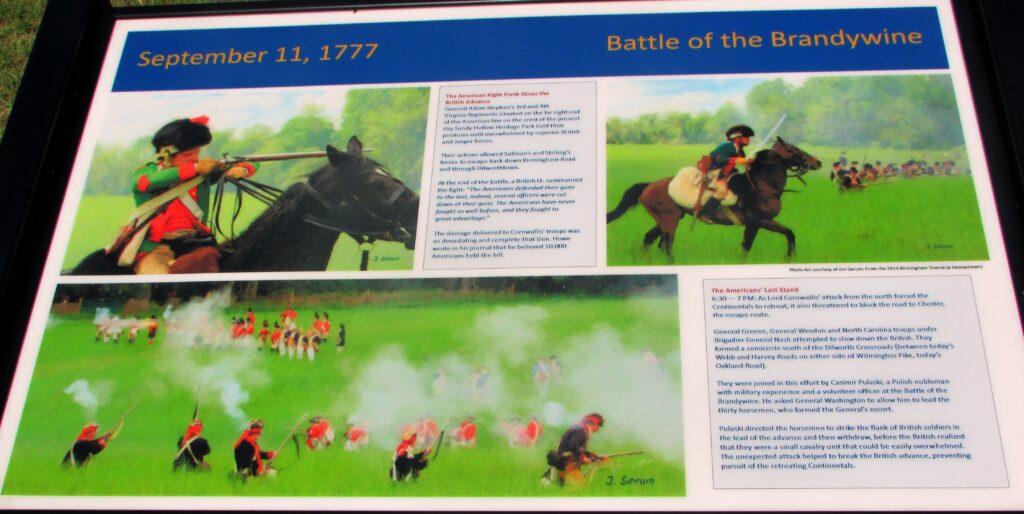 SEPTEMBER 11, 1777 BATTLE OF THE BRANDYWINE MEMORIAL PANEL